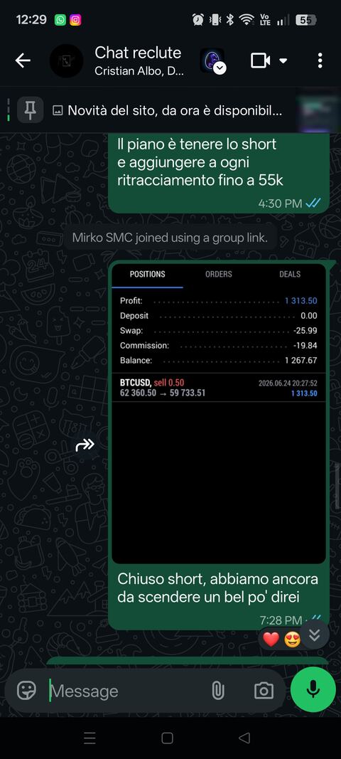 Risultato reale membro SMC Trader Zero